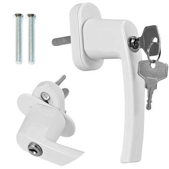 Universal Locking Window Handle with Key for Child Safety, White