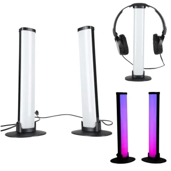Gaming RGB LED Desk Lamps, Set of 2, with Remote Control, USB, Black