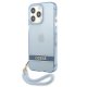 Guess dėklas iPhone 13 ir iPhone 13 Pro su virvele, mėlynas