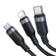 Joyroom S-A18 3in1 USB-A į Lightning / USB-C / MicroUSB laidas 1.2m, juodas