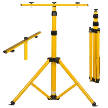 Maclean MCE583 darbinis stovas 2 prožektoriams, plieninis, 62-150 cm, geltonas