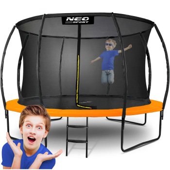 Neo-Sport NS-12C201 sodo batutas su vidiniu tinklu 374 cm (12ft), oranžinis