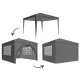 Sodo palapinė - paviljonas Gotel PA10, 3x3 m, su 4 sienomis, pilkas
