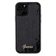 Guess dėklas iPhone 12 / 12 Pro telefonui Sequin Script Metal, juodas