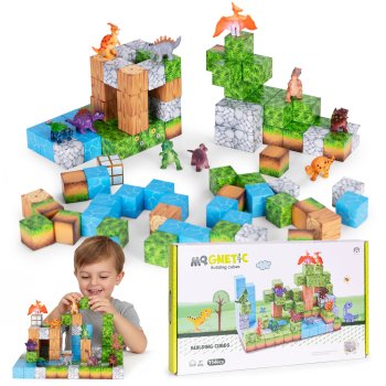 Multistore Magnetic Building Blocks for Kids, 114 Pieces