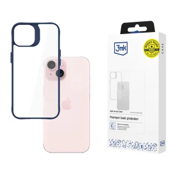 Apsauginis dėklas 3MK Satin Armor Case+ skirtas Apple iPhone 15, skaidrus / mėlynas