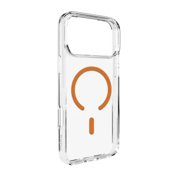 Puro Lite Mag dėklas iPhone 17 Pro Max, skaidrus su oranžiniu žiedu