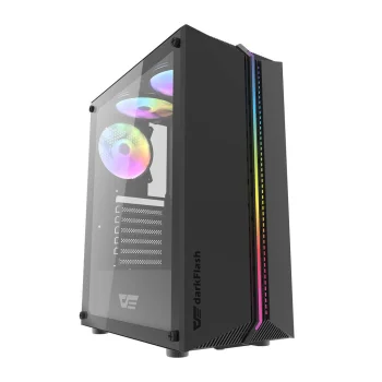 Kompiuterio korpusas Darkflash DK151 su 3 RGB ventiliatoriais, juodas
