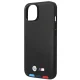 BMW dėklas iPhone 14 Plus telefonui Leather Stamp Tricolor, juodas