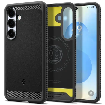 Spigen Rugged Armor Mag dėklas, skirtas Samsung Galaxy S25, matinė juoda