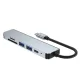 Tech-Protect V4 6-in-1 USB-C šotuvas (HDMI, USB-A, SD/TF), pilkas