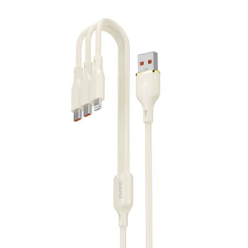 Dudao L7SE „trys viename“ laidas USB-A į 2x USB-C / Lightning, 66W, 1.2m, smėlio spalvos