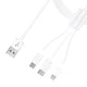 3mk 3in1 laidas USB-A į micro USB / Lightning / USB-C 1.2m 15W, baltas