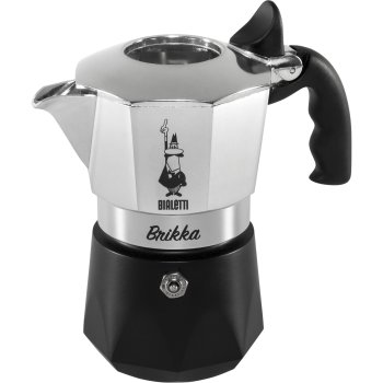 Bialetti New Brikka 2023 kavinukas 2 puodeliams, juodas / sidabrinis
