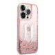 Karl Lagerfeld dėklas iPhone 14 Pro su blizgučiais, rožinis