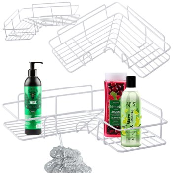Loft Corner Bathroom Shelf, No Drilling, White