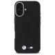 BMW dėklas iPhone 16 telefonui M Smooth Full Wrapped Metal MagSafe, juodas