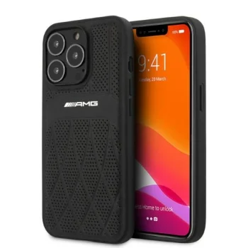 Mercedes-Benz dėklas iPhone 13 / 13 Pro iš odos, juodas