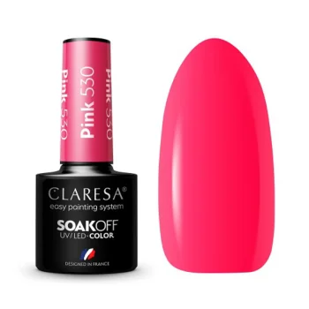Claresa Pink 530 Gel Nail Polish, Neon Pink, 5g