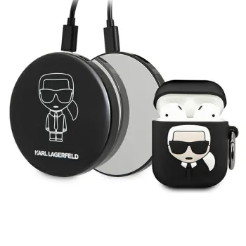 Karl Lagerfeld dėklas AirPods 1 / 2 ausinėms ir išorinė baterija, juodas