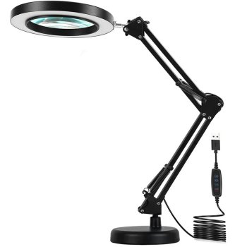 Cosmetic LED Desk Lamp with 3x Magnifier Black