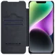 Atverčiamasis dėklas iPhone 14 Plus Nillkin Qin Leather Pro su kameros dangteliu, juodas