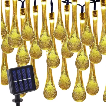 Saulės energija įkraunama LED girlianda su 20 varveklių, šilta balta