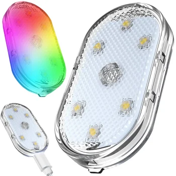 Belaidis jutiklinis 6 LED RGB automobilio salono šviestuvas