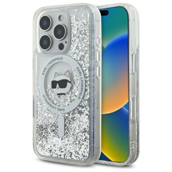 Apple iPhone 16 Pro Max 6.9'' Karl Lagerfeld Liquid Glitter Choupette Head Magsafe Cover Case, Clear