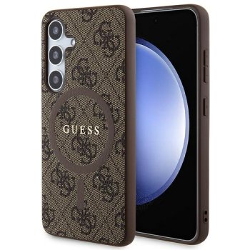 Guess dėklas Samsung Galaxy S24 telefonui 4G Ring Classic Logo MagSafe, rudas