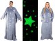Flisinis dėvimas dėklas-pledas su rankovėmis, šviečiantis tamsoje, pilkas (190x170cm)