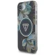 Guess IML Metal Glitter Flowers MagSafe dėklas iPhone 16e telefonui, juodas