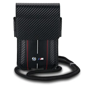 BMW Carbon & Red Stripe telefono krepšelis, juodas