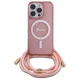 Guess dėklas iPhone 16 Pro Max su virvele Crossbody Cord Script MagSafe, rožinis