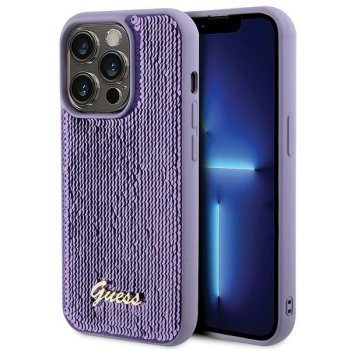 Dėklas Guess iPhone 15 Pro Max Sequin Script Metal, violetinis