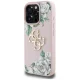 Guess Grained Roses Big 4G Logo dėklas, skirtas iPhone 16 Pro, rožinis