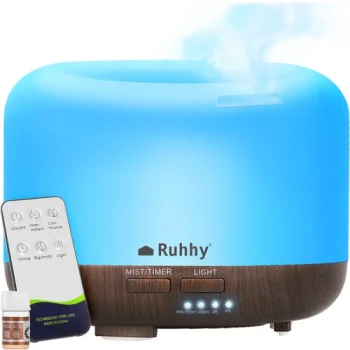Oro drėkintuvas ir kvapų difuzorius su LED šviesa bei pulteliu N23511, 300 ml, baltas / rudas