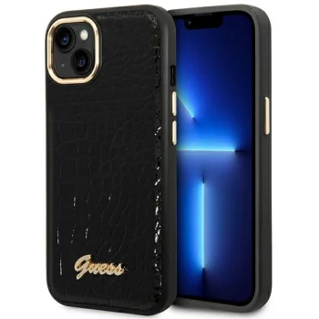 Guess Croco dėklas iPhone 14 Plus telefonui, juodas