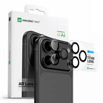 AmazingThing iPhone 17 Pro / 17 Pro Max kameros stiklas, pilkas