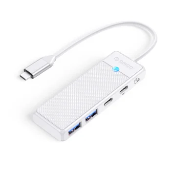 Orico PAPW2AC-C3 USB hubas (2x USB-A, 1x USB-C, PD 100W) 0.15 m, baltas