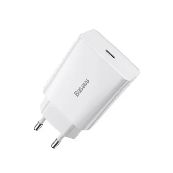 Baseus Speed Mini USB-C Fast Wall Charger 20W, White