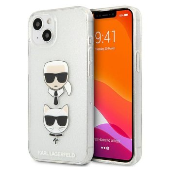 Karl Lagerfeld iPhone 13 mini Case Glitter Karl's & Choupette, Silver