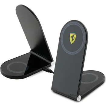 Ferrari Printed Logo MagSafe sulankstomas 2in1 15W belaidis įkroviklis, juodas