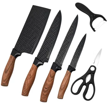 Kitchen Knife Set 6 Pieces: 4 Knives, Kitchen Scissors and Peeler