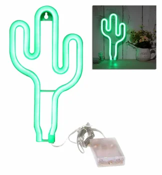 Decorative LED Neon Cactus Lamp, Green