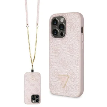 Guess dėklas iPhone 14 Pro telefonui Crossbody 4G Metal Logo, rožinis