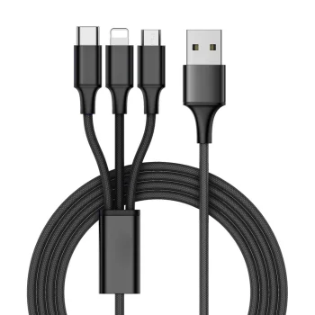 3-in-1 USB laidas Lightning / Micro USB / Type-C 1.2 m juodas