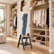 ModernHome sulankstomos plieninės kopėčios su 2 pakopomis, juodos