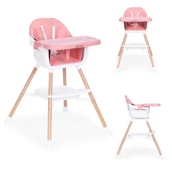ECOTOYS 2-in-1 Baby High Chair and Booster Seat, Pink