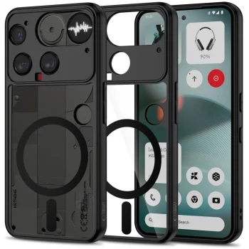Tech-Protect MagMat MagSafe dėklas telefonui Nothing Phone 3, juodas/skaidrus